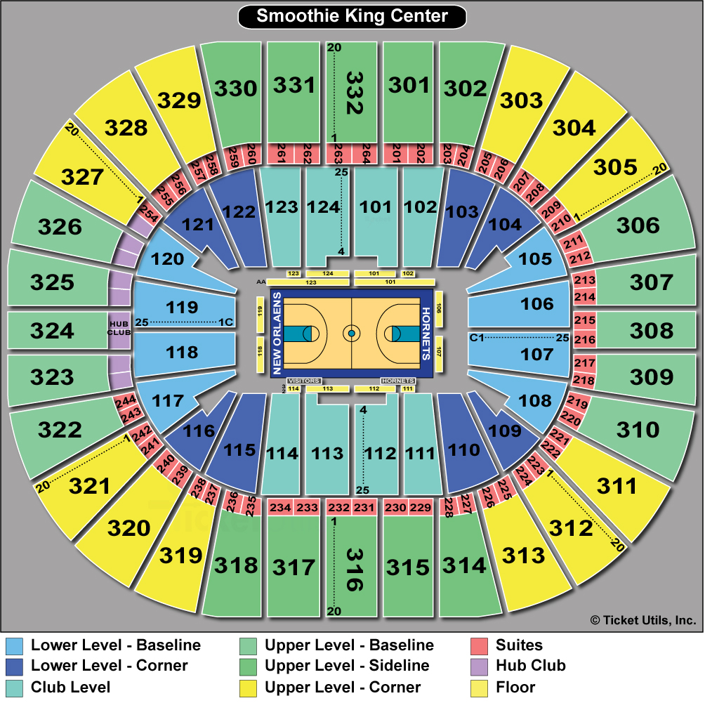 Smoothie King Center Tickets Events seating chart TicketCity